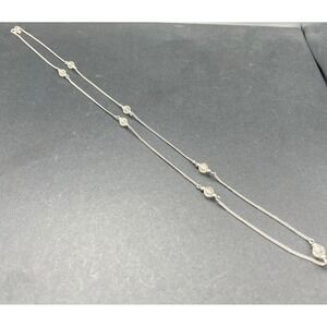 Vintage Avon Necklace‎ Faceted Crystal Beaded Station Silver Tone Curb Chain 30"